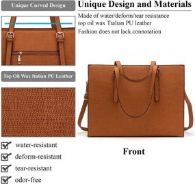 img 2 attached to 👜 15.6 Inch Lightweight Leather Laptop Bag for Women - Stylish Business Office Briefcase and Computer Tote