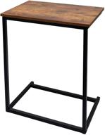 🍁 crdoka snack side table: rustic c shaped end table with metal frame for laptop sofa living room bedroom décor (dark walnut) logo