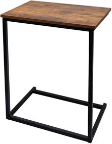 img 3 attached to 🍁 CRDOKA Snack Side Table: Rustic C Shaped End Table with Metal Frame for Laptop Sofa Living Room Bedroom Décor (Dark Walnut)