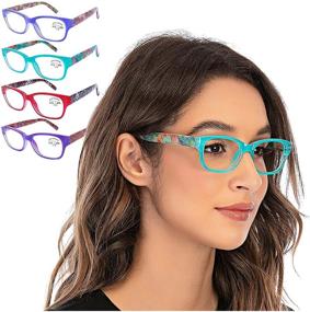 img 4 attached to 😎 Aqwano 4-Pack Retro Computer Reading Glasses with Blue Light Blocking Technology for Women - Comfortable Spring Hinge Readers, 3.0 Strength