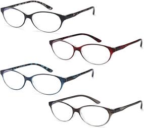 img 1 attached to 👓 4 Pairs of EYEURL Blue Light Blocking Oval Spring Hinge Reading Glasses for Women, Women Readers