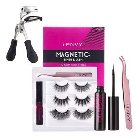 img 4 attached to 🌟 iENVY Magnetic Liner and Lash Kit with Eyelash Curler - 3D Faux Mink Styles Set