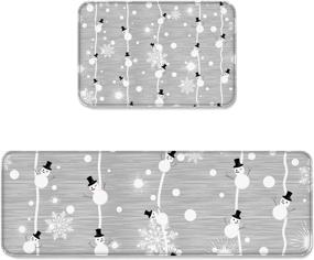 img 4 attached to 🎄 Christmas Theme Snowman 2-Piece Non-Slip Kitchen Mat Runner Rug Set Doormat with Rubber Backing, Indoor Floor Carpet (15.7" x 23.6" + 15.7" x 47.2")