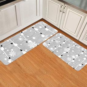 img 3 attached to 🎄 Christmas Theme Snowman 2-Piece Non-Slip Kitchen Mat Runner Rug Set Doormat with Rubber Backing, Indoor Floor Carpet (15.7" x 23.6" + 15.7" x 47.2")
