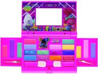 trolls world tour - townley girl cosmetic compact set for girls: 22 lip glosses, 4 body shines, 6 brushes - colorful portable and foldable make up beauty kit logo