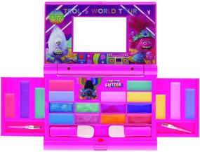 img 4 attached to Trolls World Tour - Townley Girl Cosmetic Compact Set for Girls: 22 Lip Glosses, 4 Body Shines, 6 Brushes - Colorful Portable and Foldable Make Up Beauty Kit