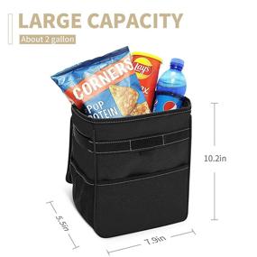 img 3 attached to HOTOR Car Trash Can with Lid and Storage Pockets 🚗 - Waterproof, Leak-Proof Car Organizer and Multipurpose Trash Bin for Car (Black)