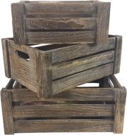 🏠 natural wooden crates for home décor organization - set of 3 nesting storage organizers in rustic light brown logo