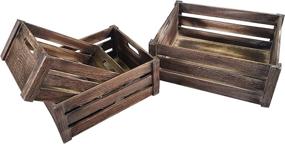 img 1 attached to 🏠 Natural Wooden Crates for Home Décor Organization - Set of 3 Nesting Storage Organizers in Rustic Light Brown