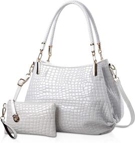 img 4 attached to 🐊 Crocodile Leather Shoulder Handbag: Luxurious Crossbody Women's Handbags, Wallets, and Shoulder Bags