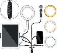 📱 360° remote control phone & pad microphone holder - 4-in-1 selfie zoom light clamp mount for desk | adjustable circle light for computer | ringlight for meetings, reading, photography, youtube videos | tik tok, live streaming logo