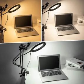 img 2 attached to 📱 360° Remote Control Phone & Pad Microphone Holder - 4-in-1 Selfie Zoom Light Clamp Mount for Desk | Adjustable Circle Light for Computer | Ringlight for Meetings, Reading, Photography, YouTube Videos | TIK Tok, Live Streaming