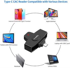 img 1 attached to 💻 Mac OS, Windows, Linux Compatible USB C DOD Military Smart Card Reader & SIM Card Reader for Common Access CAC