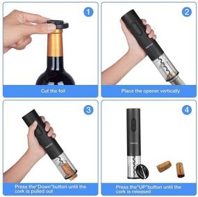 img 2 attached to 🍷 Electric Wine Bottle Opener Set: Automatic Corkscrew with Foil Cutter, Reusable and Portable - Perfect Gift for Waiters, Women, and Wine Lovers at Home, Kitchen, Parties, Bar, and Outdoor Events