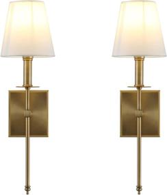 img 3 attached to 🏮 Yosoan Vintage Industrial Wall Sconce Light Fixture (2-Pack) – Antique Flared Textile Shade for Bedroom, Living Room, Corridor, Hotel, Bar