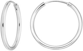 img 4 attached to 💍 Ritastephens Sterling Silver 2mm Tubular Endless Hoop Earrings - High Polish, Timeless Style!