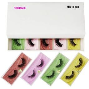 img 4 attached to 🎉 Affordable Lashes Wholesale: Get 10 Pairs of Natural Wispy Fluffy 3D Faux Mink Eyelashes in 10 Styles with Portable Boxes (Mix 10pair)