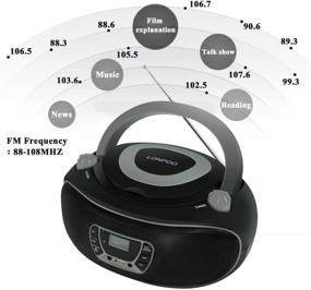 img 3 attached to 🎶 LONPOO Portable CD Player Boombox with Stereo FM Radio, Crystal Sound Enhancement, Bluetooth, Aux-in, USB Playback, 3.5mm Earphone Jack, Black