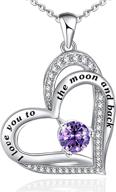 heart necklace for women: 925 sterling silver 'i love you to the moon and back' – perfect gift for girls logo