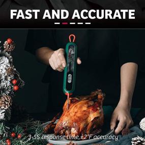 img 2 attached to 🥩 Digital Battery-Free Meat Thermometer – Instant Read, Waterproof for Kitchen, Cooking, Grill, Oven, BBQ – Steak, Pork, Chicken, Candy (Dark Green)