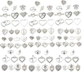 img 4 attached to 🍷 Love Wine Glass Charm Set - 93 Assorted Heart-Shaped Alloy Pendants for Bracelets, Necklaces, and Jewelry Making. Perfect for Birthday, Christmas, or Valentine's Gift