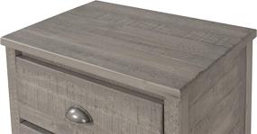 img 2 attached to 🛏️ Baja Nightstand - 2 Drawer Solid Wood Rustic Bedside Table for Bedroom, Living Room, Sofa Couch, Hall - Metal Drawer Pulls, Rustic Grey