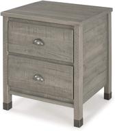 🛏️ baja nightstand - 2 drawer solid wood rustic bedside table for bedroom, living room, sofa couch, hall - metal drawer pulls, rustic grey логотип