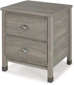 img 4 attached to 🛏️ Baja Nightstand - 2 Drawer Solid Wood Rustic Bedside Table for Bedroom, Living Room, Sofa Couch, Hall - Metal Drawer Pulls, Rustic Grey