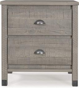 img 3 attached to 🛏️ Baja Nightstand - 2 Drawer Solid Wood Rustic Bedside Table for Bedroom, Living Room, Sofa Couch, Hall - Metal Drawer Pulls, Rustic Grey