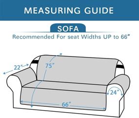 img 2 attached to Water Resistant Reversible Sofa Slipcover Furniture Protector with 2-Inch Wide Elastic Straps - Couch 🛋️ Cover for Pets and Kids - Fits Sofas with Sitting Width Up to 66 Inches - Gray/Beige