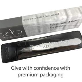 img 2 attached to 🔪 Zizzili Basics Slant Tip Tweezers - Surgical Grade Stainless Steel for Precise Eyebrow Shaping and Facial Hair Removal - Includes Bonus Protective Pouch - Top Tweezer for Men and Women