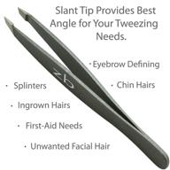 🔪 zizzili basics slant tip tweezers - surgical grade stainless steel for precise eyebrow shaping and facial hair removal - includes bonus protective pouch - top tweezer for men and women logo