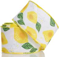 🍋 lemon fruit pattern ribbon for wreaths, wrapping, and crafting - atrbb lemon wired ribbon, 2.5 inches x 10 yards (white/green/yellow) logo