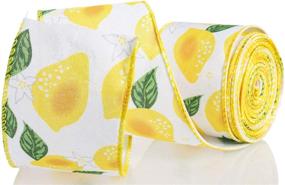 img 3 attached to 🍋 Lemon Fruit Pattern Ribbon for Wreaths, Wrapping, and Crafting - ATRBB Lemon Wired Ribbon, 2.5 Inches x 10 Yards (White/Green/Yellow)