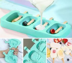 img 2 attached to 🍭 Ozera 2 Pack Silicone Popsicle Molds with 4 Cavities, Homemade Cake Pop Mold, Reusable Cakesicle Molds, Ice Pop Molds for DIY Popsicles - Includes 50 Wooden Sticks & 50 Popsicle Bags