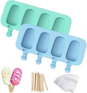 🍭 ozera 2 pack silicone popsicle molds with 4 cavities, homemade cake pop mold, reusable cakesicle molds, ice pop molds for diy popsicles - includes 50 wooden sticks & 50 popsicle bags logo