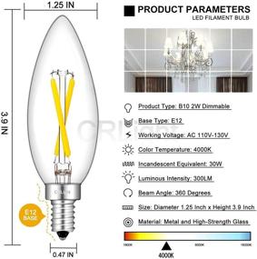 img 2 attached to 💡 Лампа CRLight 2W 4000K LED для канделябра - светло-белый свет дневного света, эквивалент 30 Вт, 300 лм - эффективное осветительное решение для любого пространства.