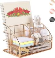 upgrade your workspace: champagne gold mesh desk organizer with 5 compartments and large drawer - ultimate office supplies desk accessories логотип