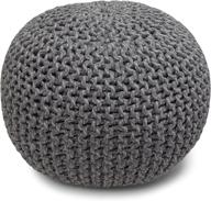 🪑 simplihome nikki round hand knit pouf: stylish grey cotton upholstered footstool for living, bedroom, and kids room décor logo