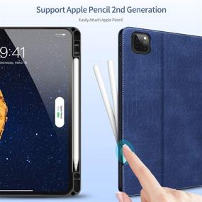 img 2 attached to 📱 iPad Pro 11 Inch Case (3rd/2nd Gen 2021&2020&2018) - PU Leather Smart Cover with Pencil Holder, Stand, Pocket, Auto Sleep/Wake - Midnight Blue