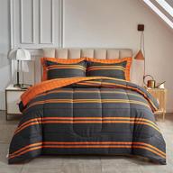 🐑 flysheep 3 piece king orange black stripes modern comforter set - reversible soft microfiber bedding for all seasons logo