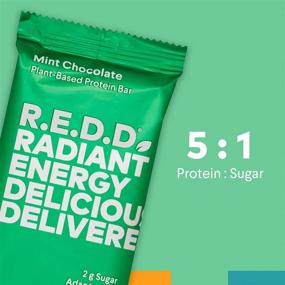 img 2 attached to 🍫 R.E.D.D. Bar - Vegan Protein Bar, Low Sugar, Gluten-Free, Mint Chocolate Flavor, Pack of 6 Bars