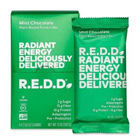 img 4 attached to 🍫 R.E.D.D. Bar - Vegan Protein Bar, Low Sugar, Gluten-Free, Mint Chocolate Flavor, Pack of 6 Bars