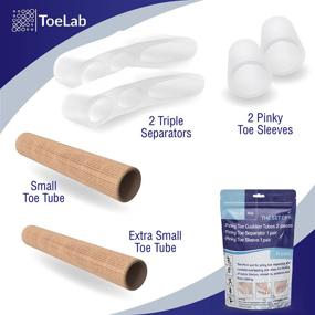 img 3 attached to ToeLab Pinky Toe Separators Pin6 - Baby Toe Cushion Tubes + Pinky 👣 Toe Splint Spacers + Small Toe Straightener Sleeves - Set of 6 pieces Toe Protectors