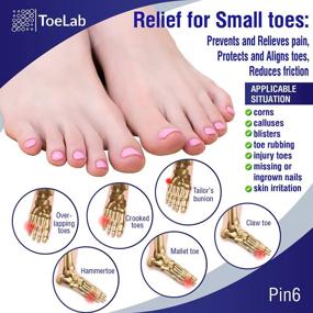 img 2 attached to ToeLab Pinky Toe Separators Pin6 - Baby Toe Cushion Tubes + Pinky 👣 Toe Splint Spacers + Small Toe Straightener Sleeves - Set of 6 pieces Toe Protectors