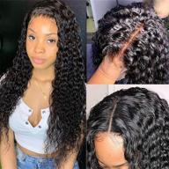 🌊 top-rated 100% human hair water wave lace front wigs for black women - pre plucked, glueless closure, 150 density, natural black (18 inch, 4x4 water wigs) logo