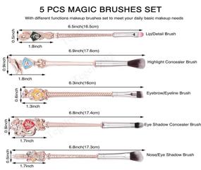 img 3 attached to 💫 Enhance Your Beauty with Wizard Wand Magic: 5Pcs Rose Gold Makeup Brushes Set - Eye Shadow, Eyeliner, Blending, Pencil, Lip, Foundation Brushes with Gift Bag