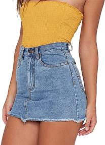 img 1 attached to Women's Eliacher A-Line Denim Skirt - Fringed, Slim Fit Short Jean Skirts