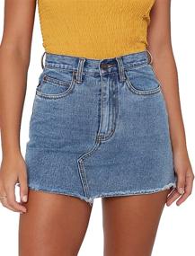 img 4 attached to Women's Eliacher A-Line Denim Skirt - Fringed, Slim Fit Short Jean Skirts