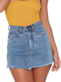 img 3 attached to Women's Eliacher A-Line Denim Skirt - Fringed, Slim Fit Short Jean Skirts